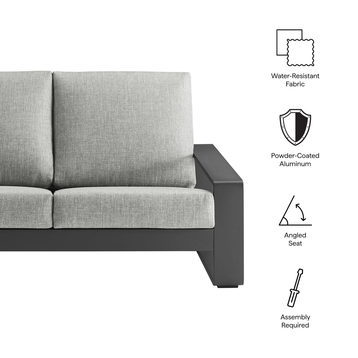 Modway - Lirienne Outdoor Patio Aluminum Loveseat by Modway  Outdoor Furniture Sofa Sectionals Gray - EEI-7301-LGR-GRY