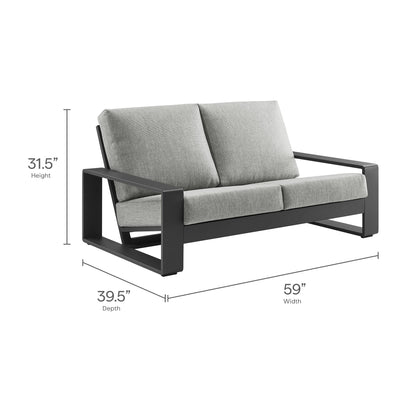 Modway - Lirienne Outdoor Patio Aluminum Loveseat by Modway  Outdoor Furniture Sofa Sectionals Gray - EEI-7301-LGR-GRY