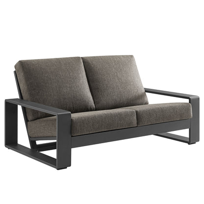 Modway - Lirienne Outdoor Patio Aluminum Loveseat by Modway  Outdoor Furniture Sofa Sectionals Gray - EEI-7301-SMO-GRY
