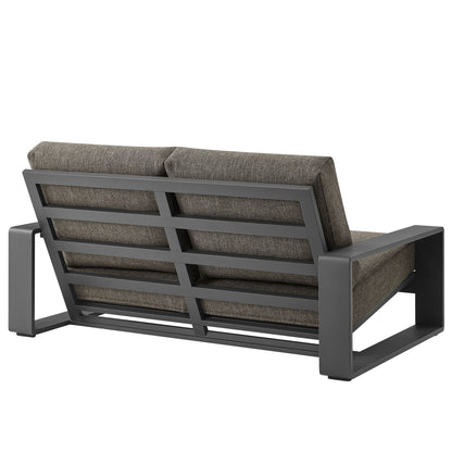 Modway - Lirienne Outdoor Patio Aluminum Loveseat by Modway  Outdoor Furniture Sofa Sectionals Gray - EEI-7301-SMO-GRY