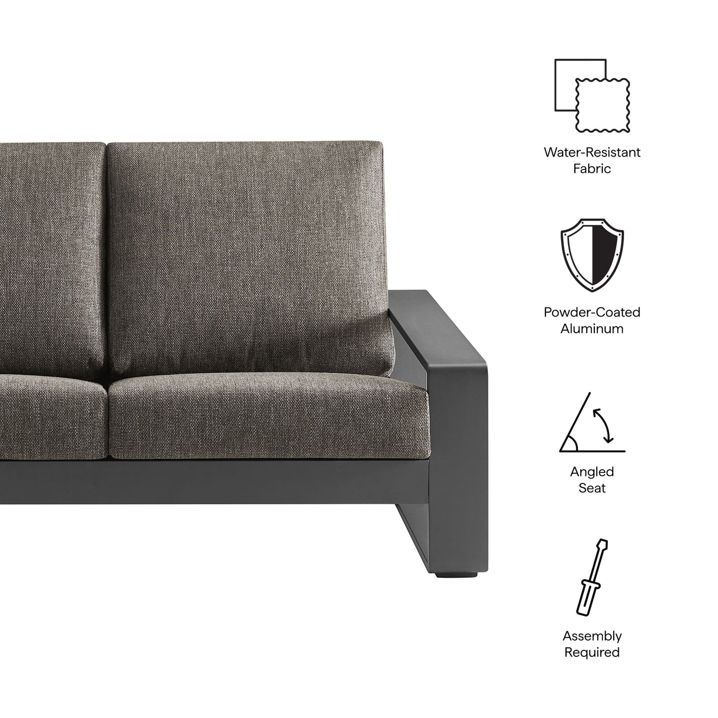 Modway - Lirienne Outdoor Patio Aluminum Loveseat by Modway  Outdoor Furniture Sofa Sectionals Gray - EEI-7301-SMO-GRY