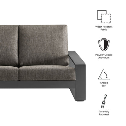 Modway - Lirienne Outdoor Patio Aluminum Loveseat by Modway  Outdoor Furniture Sofa Sectionals Gray - EEI-7301-SMO-GRY
