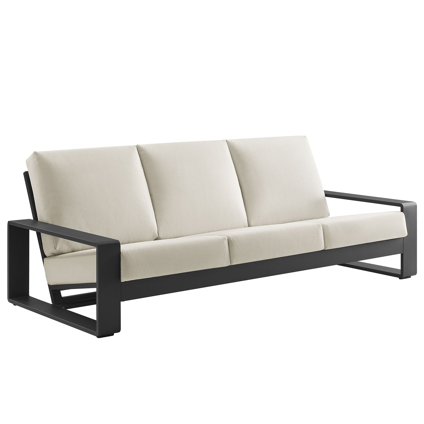 Modway - Lirienne Outdoor Patio Aluminum Sofa by Modway  Outdoor Furniture Sofa Sectionals White - EEI-7302-CRE-GRY