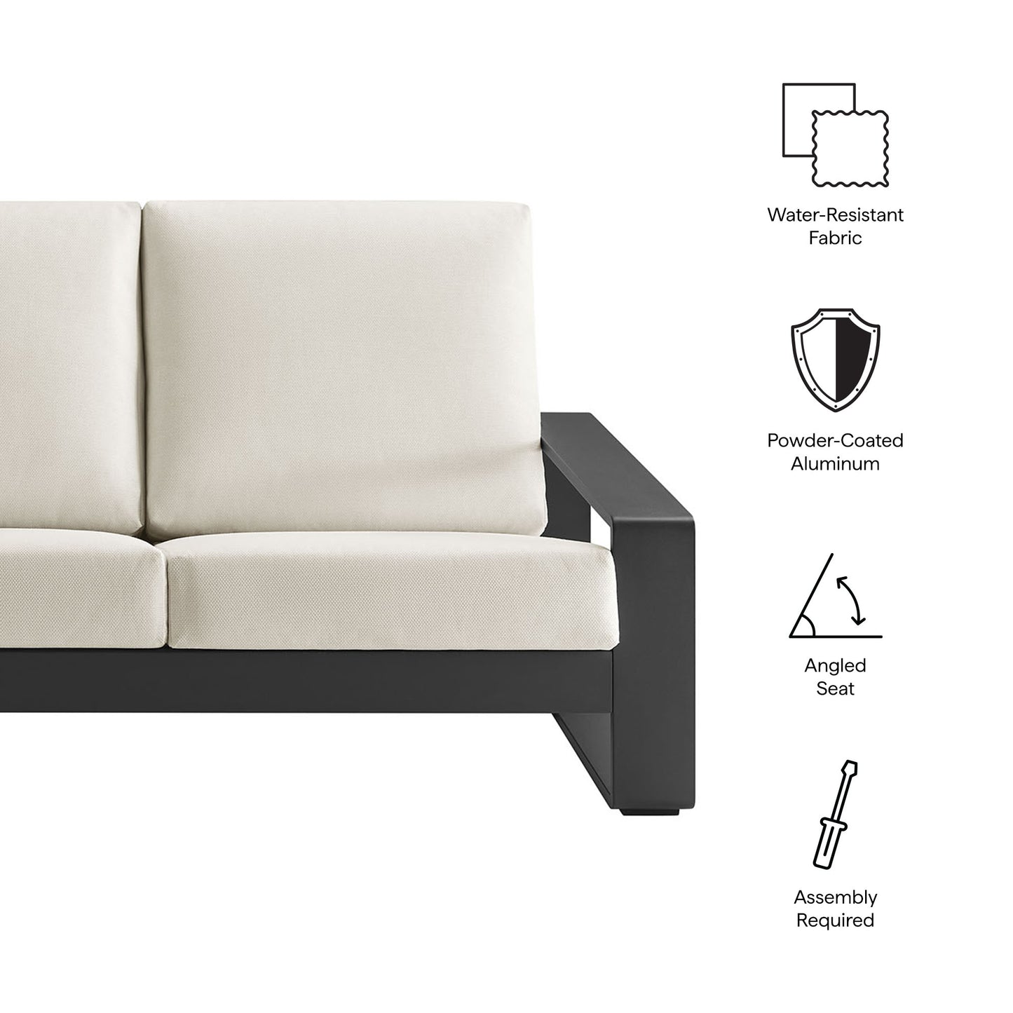 Modway - Lirienne Outdoor Patio Aluminum Sofa by Modway  Outdoor Furniture Sofa Sectionals White - EEI-7302-CRE-GRY