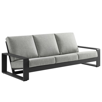 Modway - Lirienne Outdoor Patio Aluminum Sofa by Modway  Outdoor Furniture Sofa Sectionals Gray - EEI-7302-LGR-GRY
