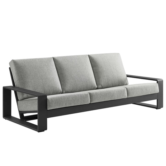 Modway - Lirienne Outdoor Patio Aluminum Sofa by Modway  Outdoor Furniture Sofa Sectionals Gray - EEI-7302-LGR-GRY