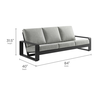 Modway - Lirienne Outdoor Patio Aluminum Sofa by Modway  Outdoor Furniture Sofa Sectionals Gray - EEI-7302-LGR-GRY