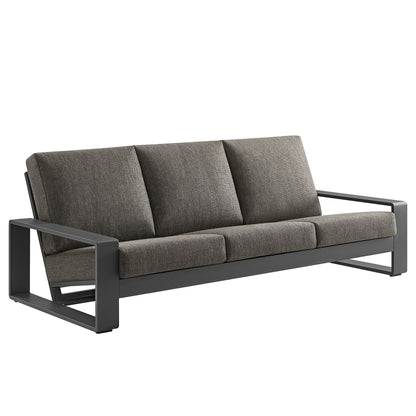 Modway - Lirienne Outdoor Patio Aluminum Sofa by Modway  Outdoor Furniture Sofa Sectionals Gray - EEI-7302-SMO-GRY