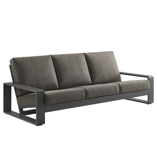Modway - Lirienne Outdoor Patio Aluminum Sofa by Modway  Outdoor Furniture Sofa Sectionals Gray - EEI-7302-SMO-GRY