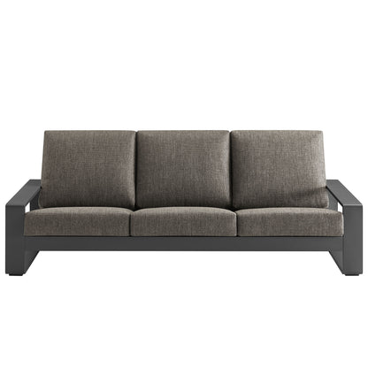 Modway - Lirienne Outdoor Patio Aluminum Sofa by Modway  Outdoor Furniture Sofa Sectionals Gray - EEI-7302-SMO-GRY