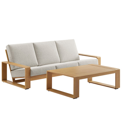 Modway - Lirienne 2-Piece Outdoor Patio Aluminum Faux Wood Furniture Set by Modway  Outdoor Furniture Sofa Sectionals White - EEI-7304-IVO-NAT