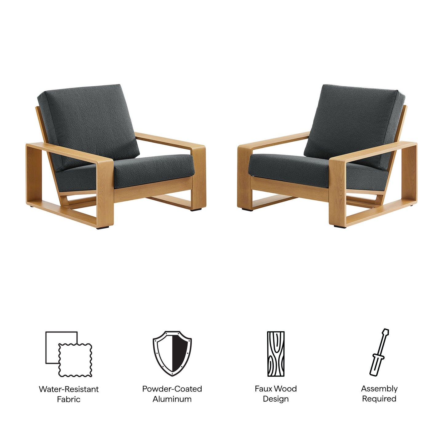 Modway - Lirienne Outdoor Patio Aluminum Faux Wood Armchairs Set of 2 by Modway  Outdoor Furniture Sofa Sectionals Brown - EEI-7305-CHA-NAT