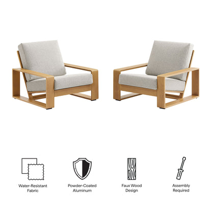 Modway - Lirienne Outdoor Patio Aluminum Faux Wood Armchairs Set of 2 by Modway  Outdoor Furniture Sofa Sectionals White - EEI-7305-IVO-NAT