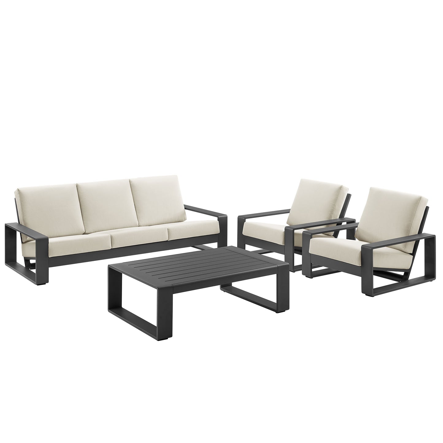 Modway - Lirienne 4-Piece Outdoor Patio Aluminum Furniture Set by Modway  Outdoor Furniture Sofa Sectionals White - EEI-7306-CRE-GRY