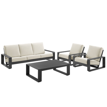 Modway - Lirienne 4-Piece Outdoor Patio Aluminum Furniture Set by Modway  Outdoor Furniture Sofa Sectionals White - EEI-7306-CRE-GRY