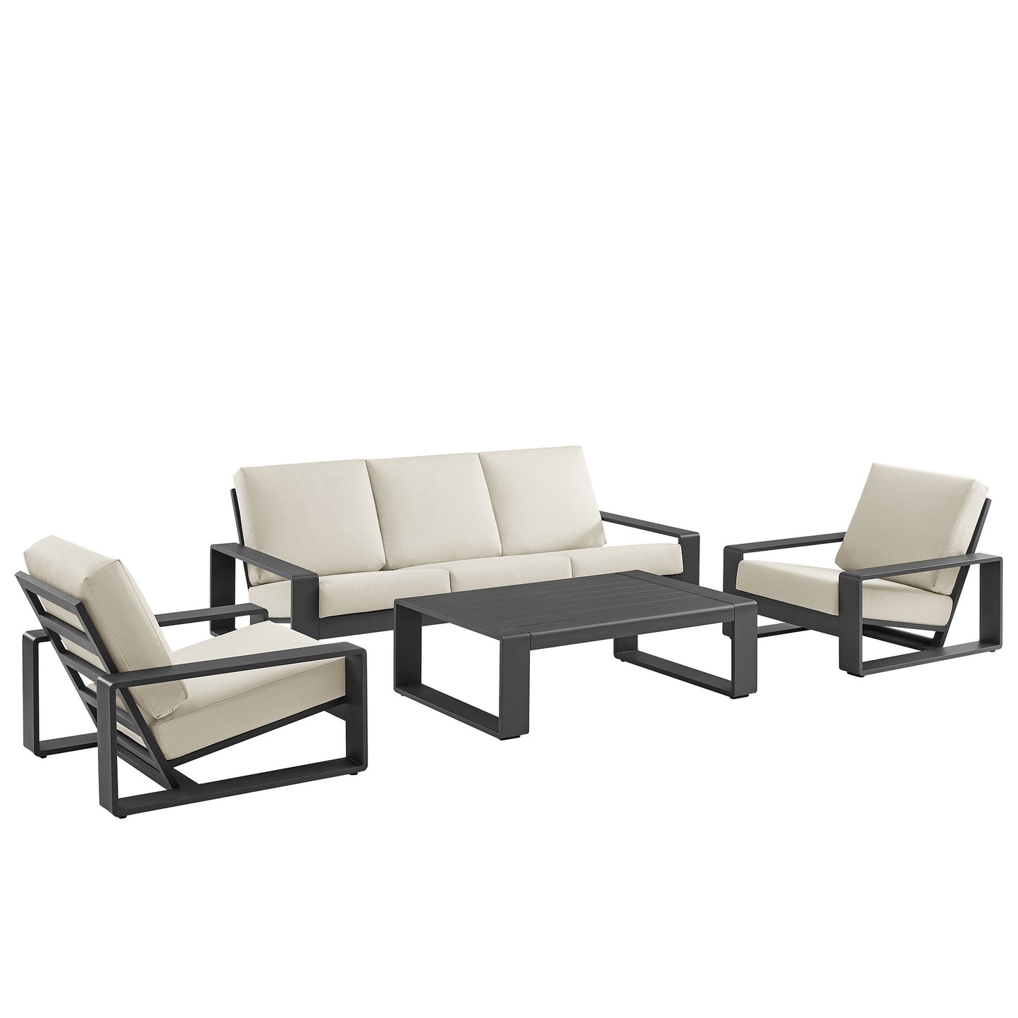 Modway - Lirienne 4-Piece Outdoor Patio Aluminum Furniture Set by Modway  Outdoor Furniture Sofa Sectionals White - EEI-7306-CRE-GRY