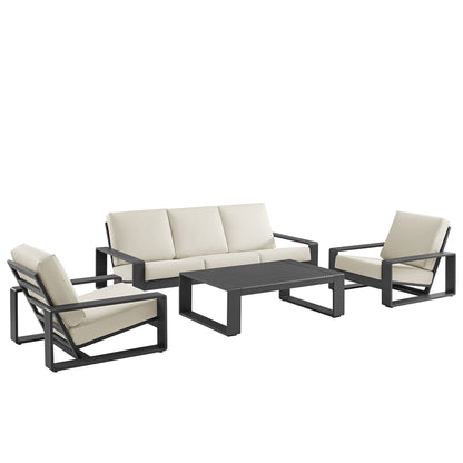 Modway - Lirienne 4-Piece Outdoor Patio Aluminum Furniture Set by Modway  Outdoor Furniture Sofa Sectionals White - EEI-7306-CRE-GRY