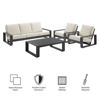 Modway - Lirienne 4-Piece Outdoor Patio Aluminum Furniture Set by Modway  Outdoor Furniture Sofa Sectionals White - EEI-7306-CRE-GRY