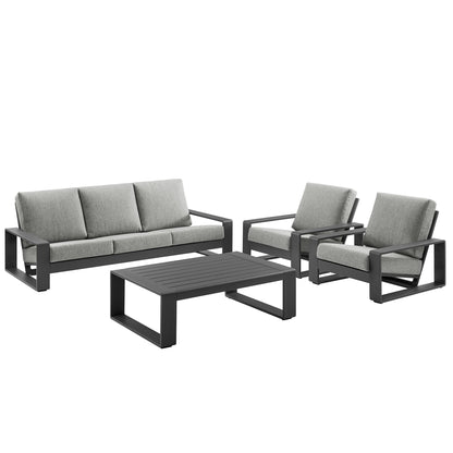 Modway - Lirienne 4-Piece Outdoor Patio Aluminum Furniture Set by Modway  Outdoor Furniture Sofa Sectionals Gray - EEI-7306-LGR-GRY