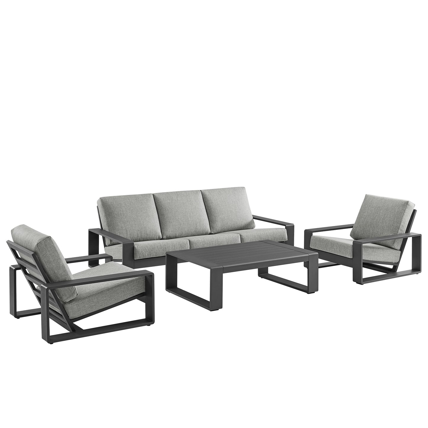 Modway - Lirienne 4-Piece Outdoor Patio Aluminum Furniture Set by Modway  Outdoor Furniture Sofa Sectionals Gray - EEI-7306-LGR-GRY
