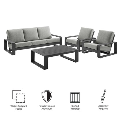 Modway - Lirienne 4-Piece Outdoor Patio Aluminum Furniture Set by Modway  Outdoor Furniture Sofa Sectionals Gray - EEI-7306-LGR-GRY