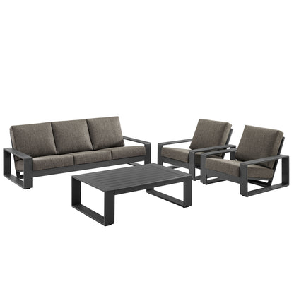 Modway - Lirienne 4-Piece Outdoor Patio Aluminum Furniture Set by Modway  Outdoor Furniture Sofa Sectionals Gray - EEI-7306-SMO-GRY