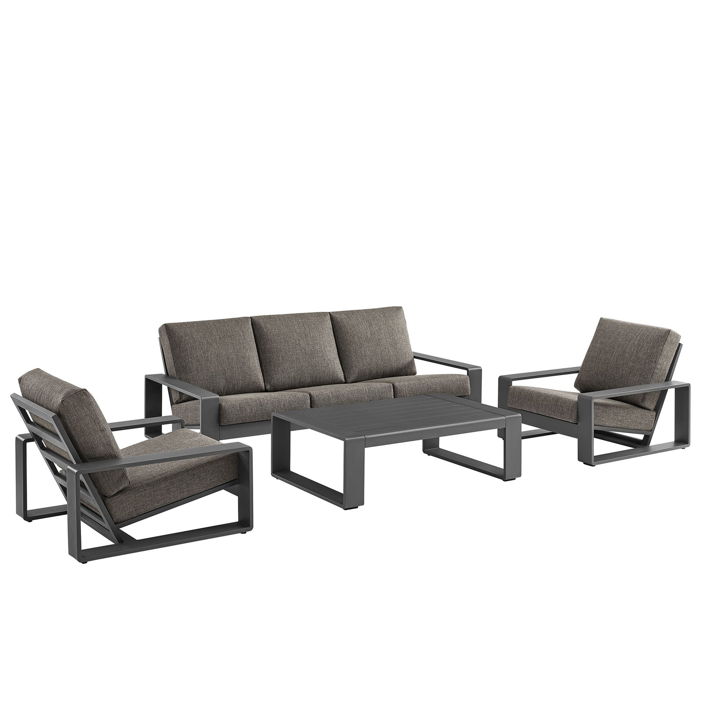 Modway - Lirienne 4-Piece Outdoor Patio Aluminum Furniture Set by Modway  Outdoor Furniture Sofa Sectionals Gray - EEI-7306-SMO-GRY