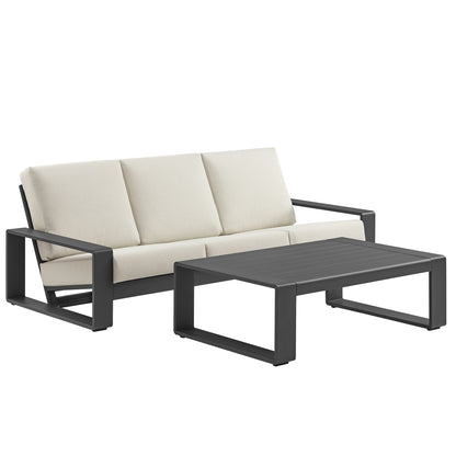 Modway - Lirienne 2-Piece Outdoor Patio Aluminum Furniture Set by Modway  Outdoor Furniture Sofa Sectionals White - EEI-7307-CRE-GRY