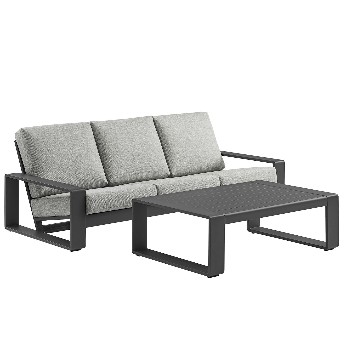 Modway - Lirienne 2-Piece Outdoor Patio Aluminum Furniture Set by Modway  Outdoor Furniture Sofa Sectionals Gray - EEI-7307-LGR-GRY