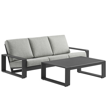 Modway - Lirienne 2-Piece Outdoor Patio Aluminum Furniture Set by Modway  Outdoor Furniture Sofa Sectionals Gray - EEI-7307-LGR-GRY