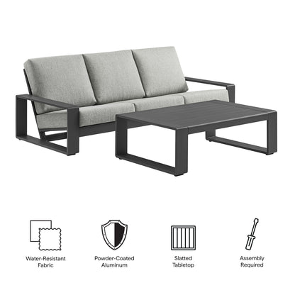 Modway - Lirienne 2-Piece Outdoor Patio Aluminum Furniture Set by Modway  Outdoor Furniture Sofa Sectionals Gray - EEI-7307-LGR-GRY