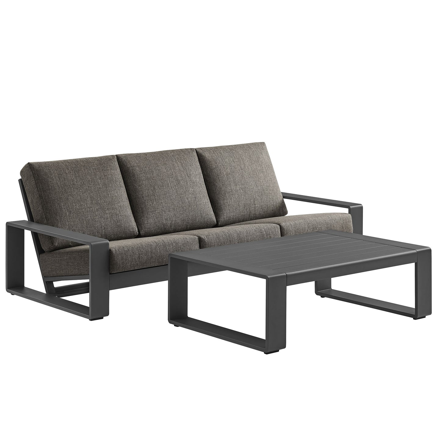 Modway - Lirienne 2-Piece Outdoor Patio Aluminum Furniture Set by Modway  Outdoor Furniture Sofa Sectionals Gray - EEI-7307-SMO-GRY