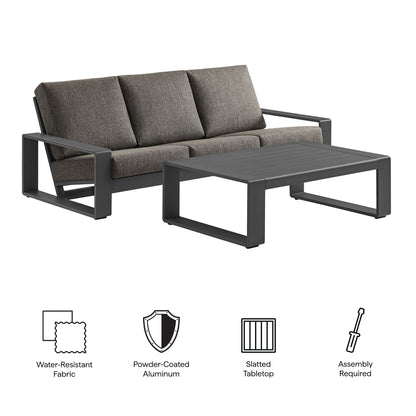 Modway - Lirienne 2-Piece Outdoor Patio Aluminum Furniture Set by Modway  Outdoor Furniture Sofa Sectionals Gray - EEI-7307-SMO-GRY