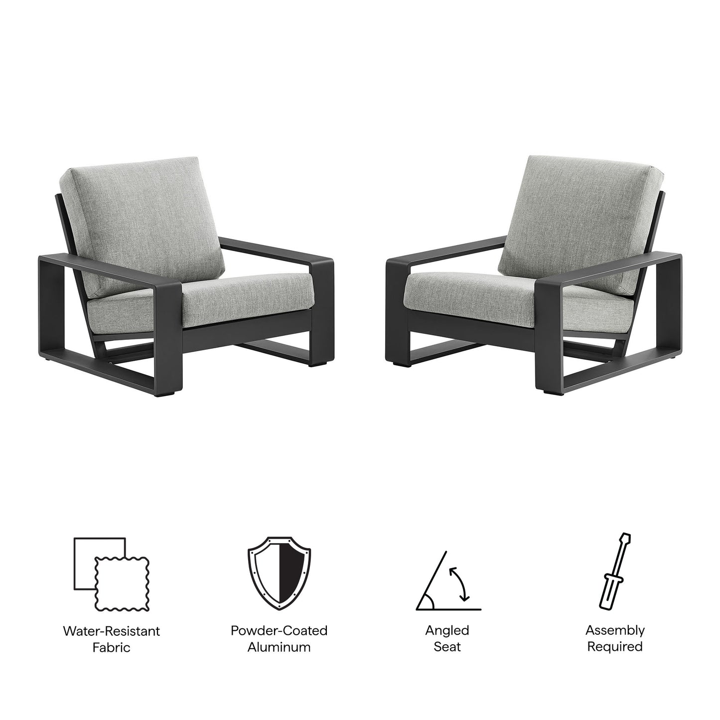 Modway - Lirienne Outdoor Patio Aluminum Faux Wood Armchairs Set of 2 by Modway  Outdoor Furniture Sofa Sectionals Gray - EEI-7308-LGR-GRY