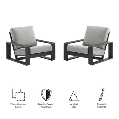 Modway - Lirienne Outdoor Patio Aluminum Faux Wood Armchairs Set of 2 by Modway  Outdoor Furniture Sofa Sectionals Gray - EEI-7308-LGR-GRY