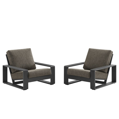 Modway - Lirienne Outdoor Patio Aluminum Faux Wood Armchairs Set of 2 by Modway  Outdoor Furniture Sofa Sectionals Gray - EEI-7308-SMO-GRY