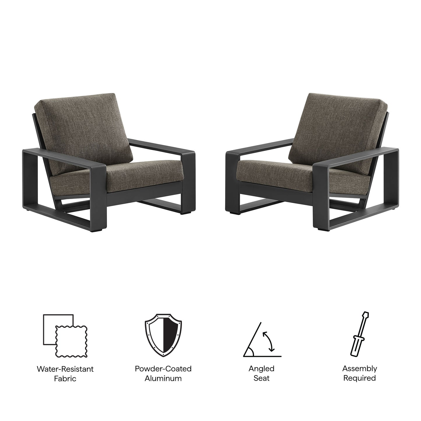 Modway - Lirienne Outdoor Patio Aluminum Faux Wood Armchairs Set of 2 by Modway  Outdoor Furniture Sofa Sectionals Gray - EEI-7308-SMO-GRY