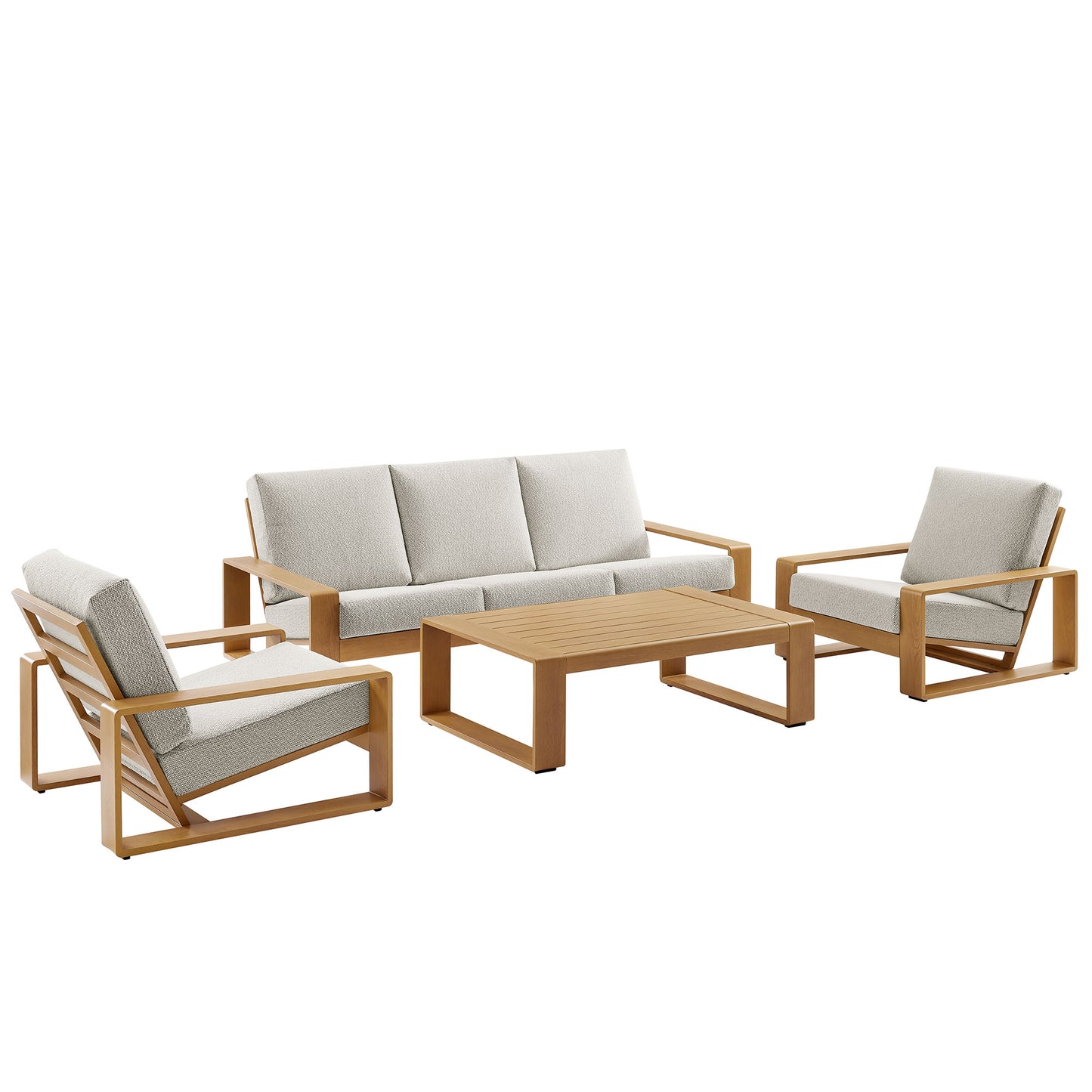 Modway - Lirienne 4-Piece Outdoor Patio Aluminum Faux Wood Furniture Set by Modway  Outdoor Furniture Sofa Sectionals White - EEI-7309-IVO-NAT