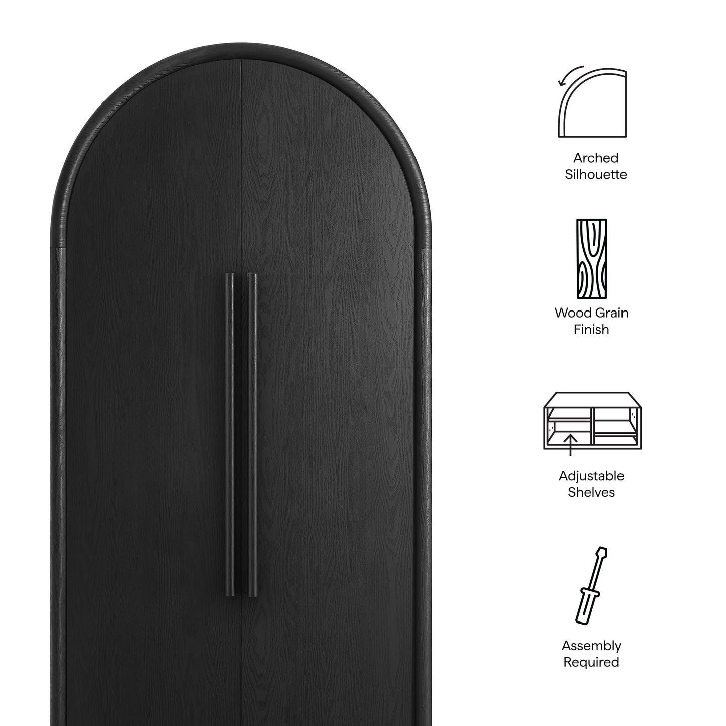 Modway - Bellamy Tall Arched Storage Cabinet by Modway  Living Room Decor Black - EEI-7313-BLK