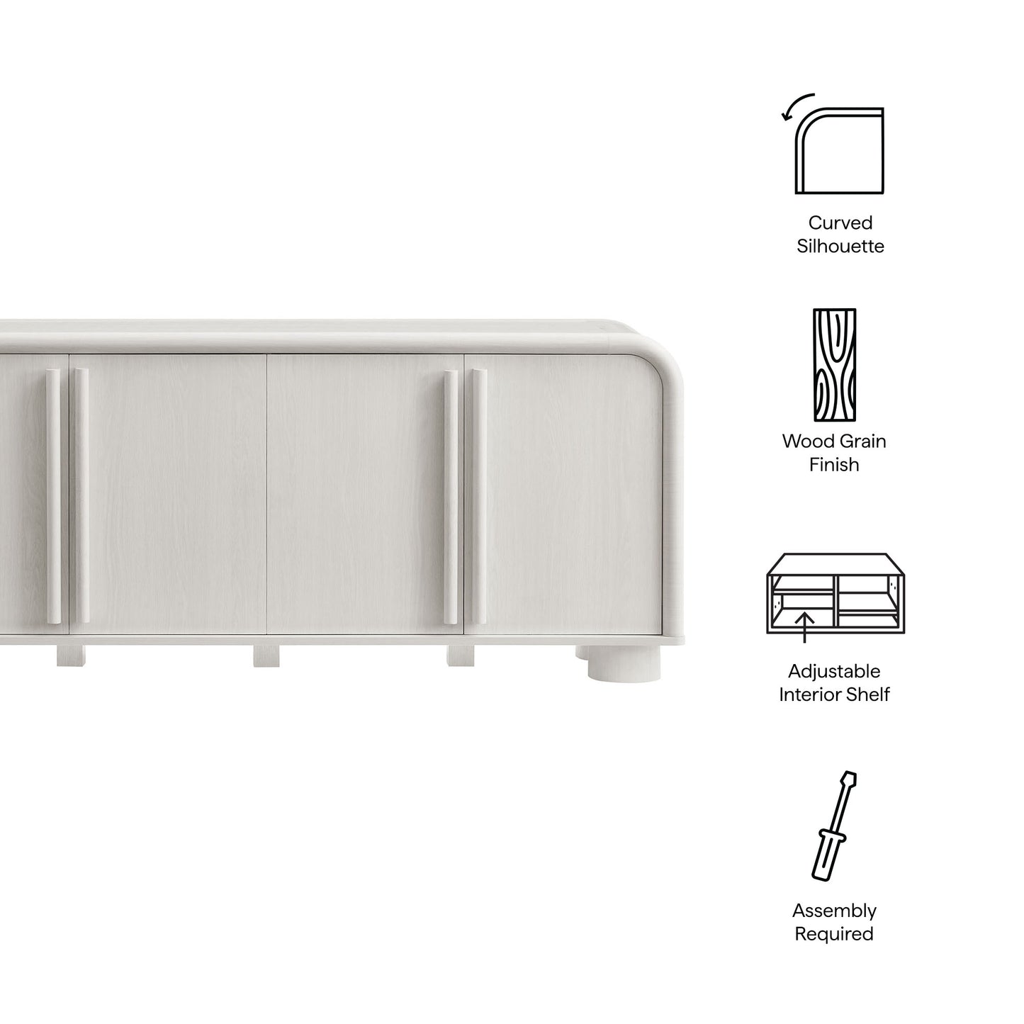 Modway - Bellamy Curved 4-Door Sideboard Cabinet by Modway  Living Room  Gray - EEI-7315-ASH