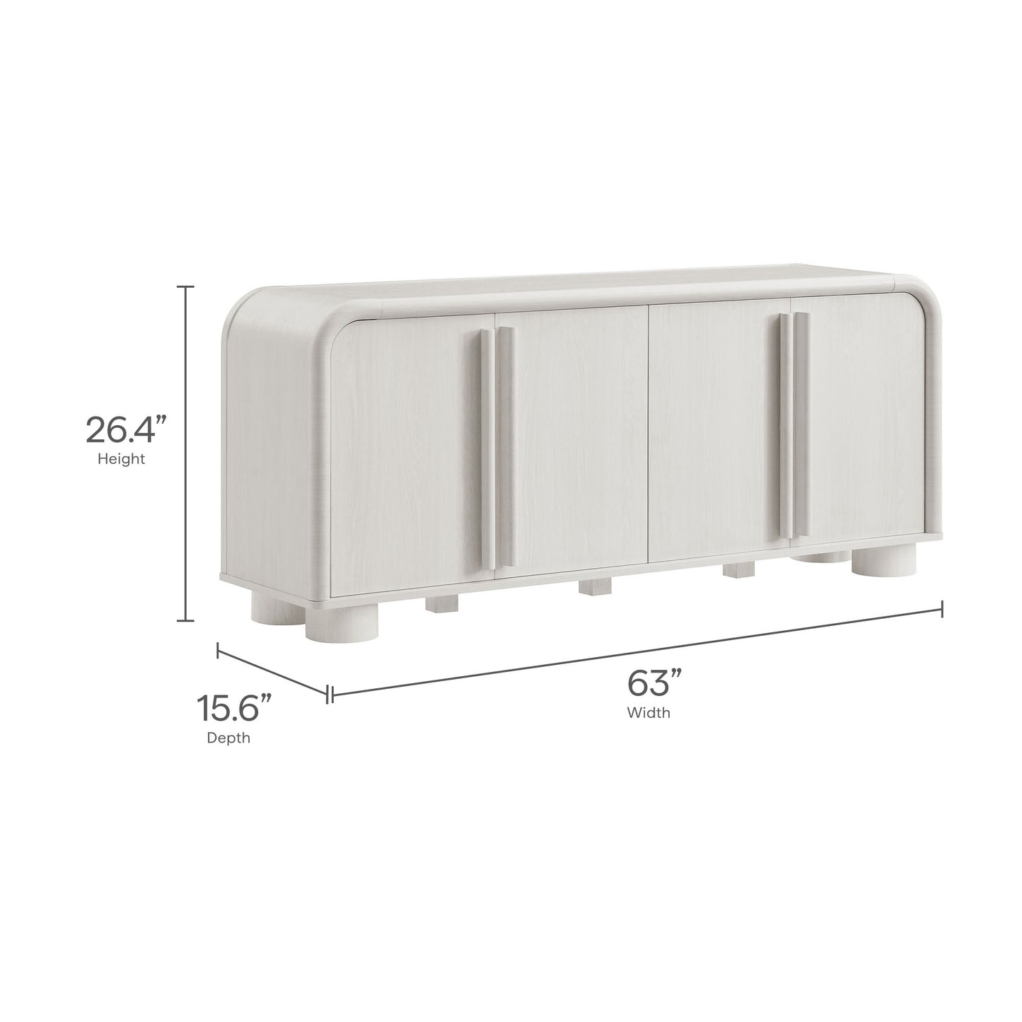 Modway - Bellamy Curved 4-Door Sideboard Cabinet by Modway  Living Room  Gray - EEI-7315-ASH