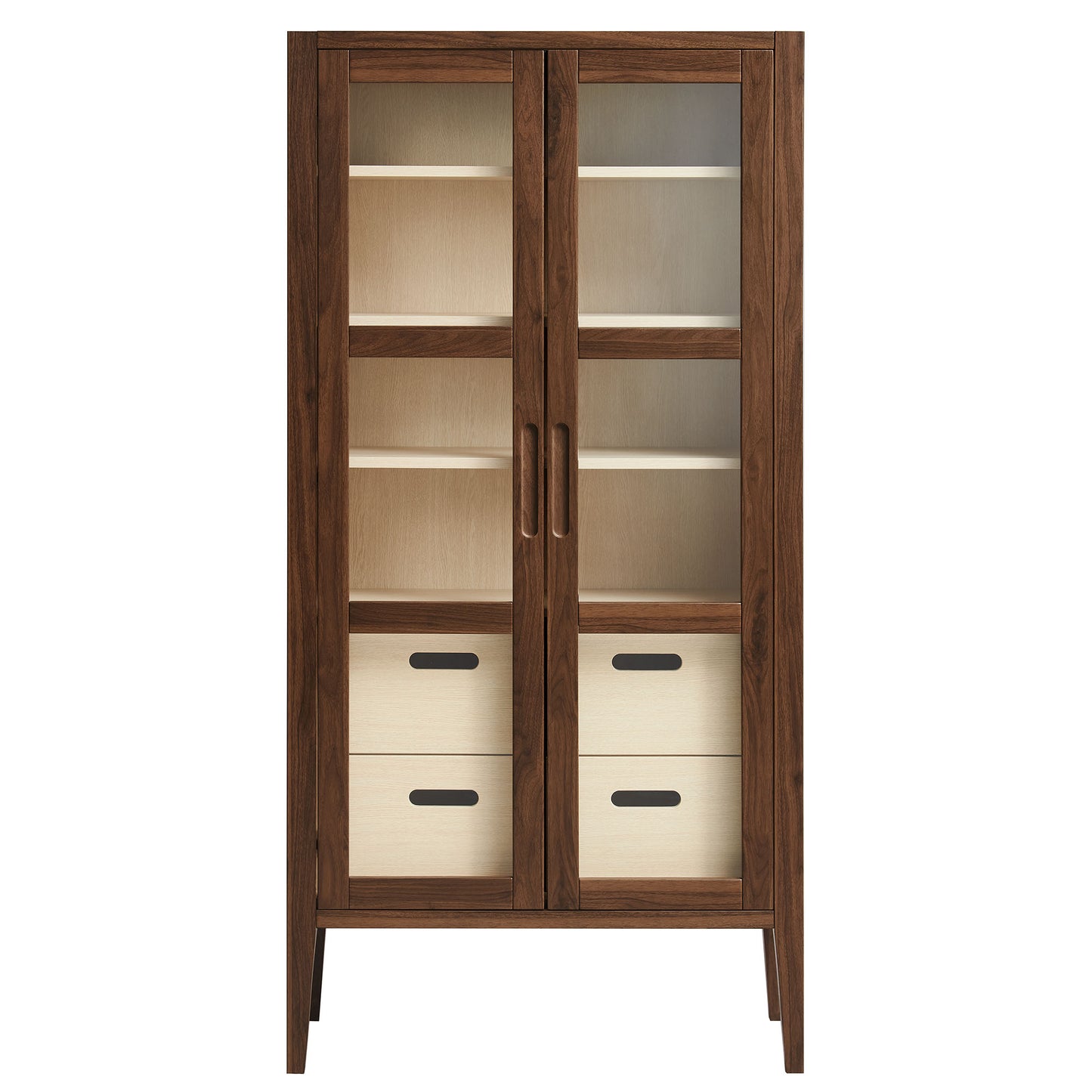 Modway - Nell 71" Glass Door Tall Display Storage Cabinet by Modway  Living Room Decor Brown - EEI-7320-WAL-ASH