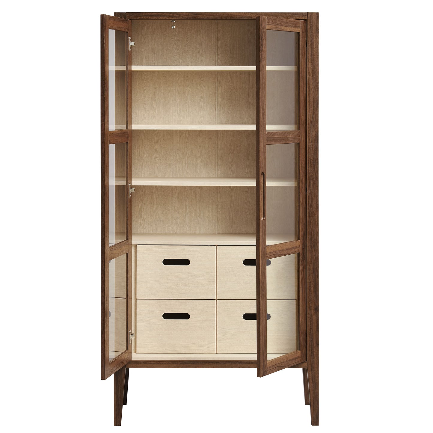 Modway - Nell 71" Glass Door Tall Display Storage Cabinet by Modway  Living Room Decor Brown - EEI-7320-WAL-ASH