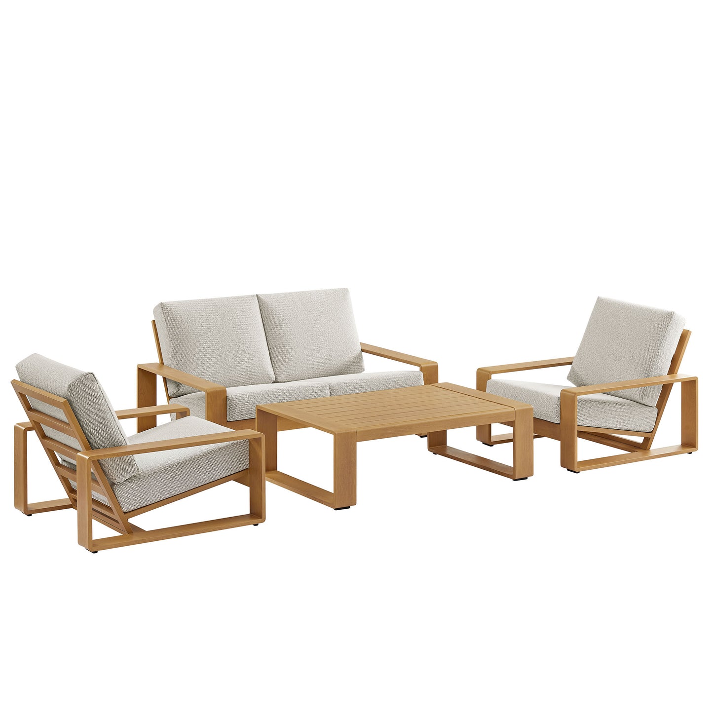 Modway - Lirienne 4-Piece Outdoor Patio Aluminum Faux Wood Furniture Set by Modway  Outdoor Furniture Sofa Sectionals White - EEI-7322-IVO-NAT