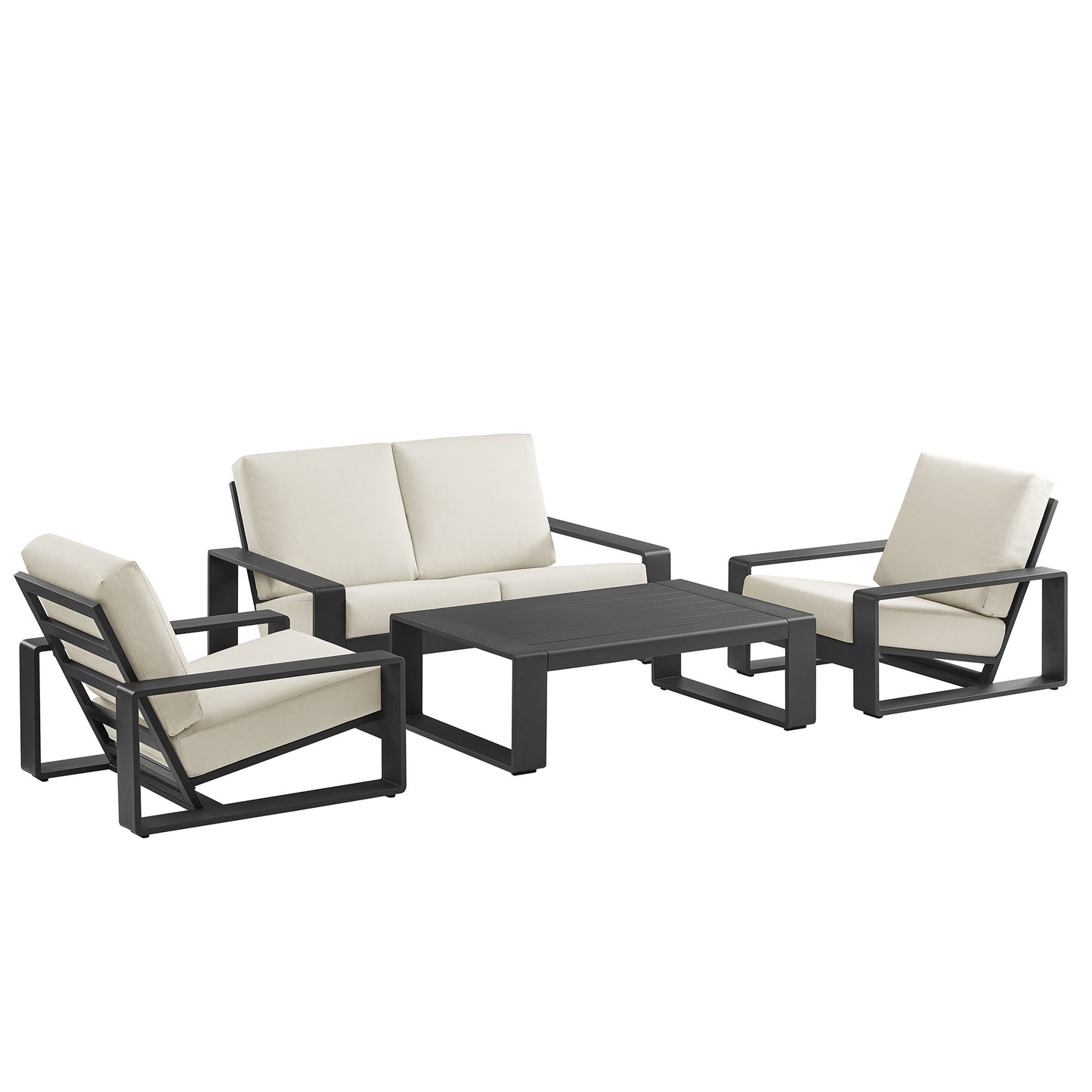 Modway - Lirienne 4-Piece Outdoor Patio Aluminum Furniture Set by Modway  Outdoor Furniture Sofa Sectionals White - EEI-7323-CRE-GRY