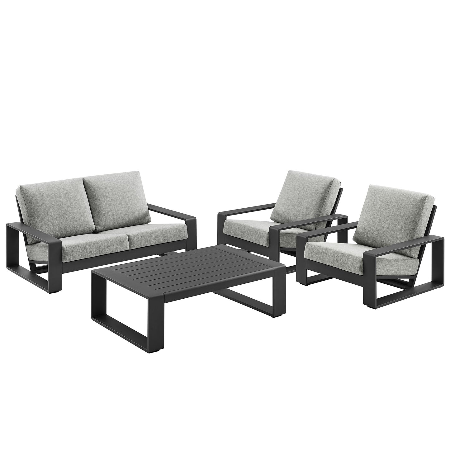 Modway - Lirienne 4-Piece Outdoor Patio Aluminum Furniture Set by Modway  Outdoor Furniture Sofa Sectionals Gray - EEI-7323-LGR-GRY