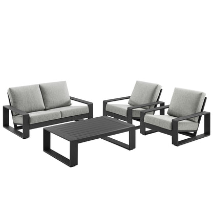 Modway - Lirienne 4-Piece Outdoor Patio Aluminum Furniture Set by Modway  Outdoor Furniture Sofa Sectionals Gray - EEI-7323-LGR-GRY