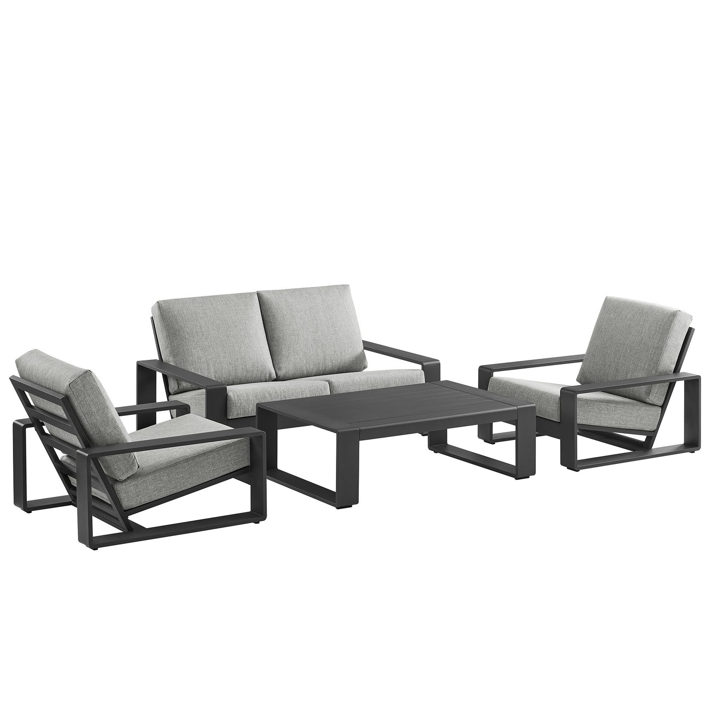 Modway - Lirienne 4-Piece Outdoor Patio Aluminum Furniture Set by Modway  Outdoor Furniture Sofa Sectionals Gray - EEI-7323-LGR-GRY