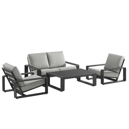 Modway - Lirienne 4-Piece Outdoor Patio Aluminum Furniture Set by Modway  Outdoor Furniture Sofa Sectionals Gray - EEI-7323-LGR-GRY