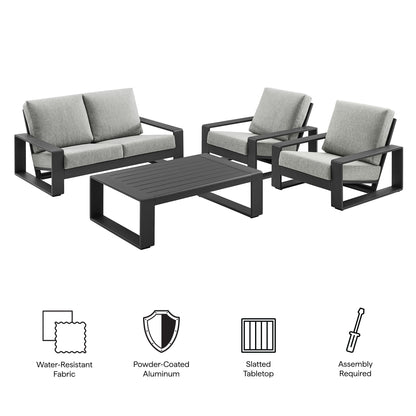 Modway - Lirienne 4-Piece Outdoor Patio Aluminum Furniture Set by Modway  Outdoor Furniture Sofa Sectionals Gray - EEI-7323-LGR-GRY